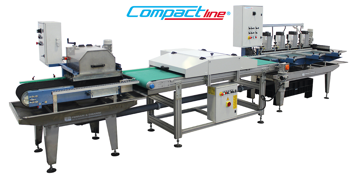 COMPACT LINE 1 - LÍNEA AUTOMATICA PARA EL CORTE Y EL CANTO ROMO EN CERAMICA, MARMOL Y PIEDRA